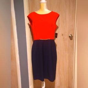 NWT Ellen Tracy Red & Blue Casual Dress